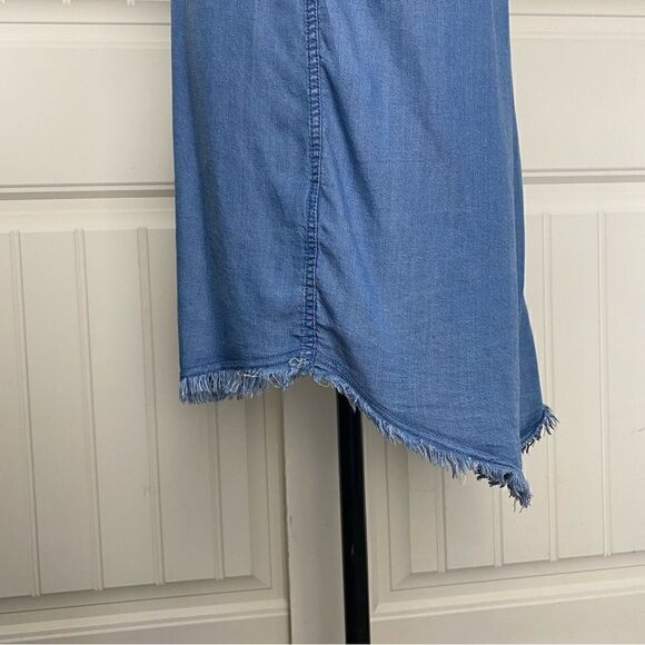 Thread & Supply Womens Collared Chambray Button Down Mini Shirt Dress Blue XS - Picture 7 of 13